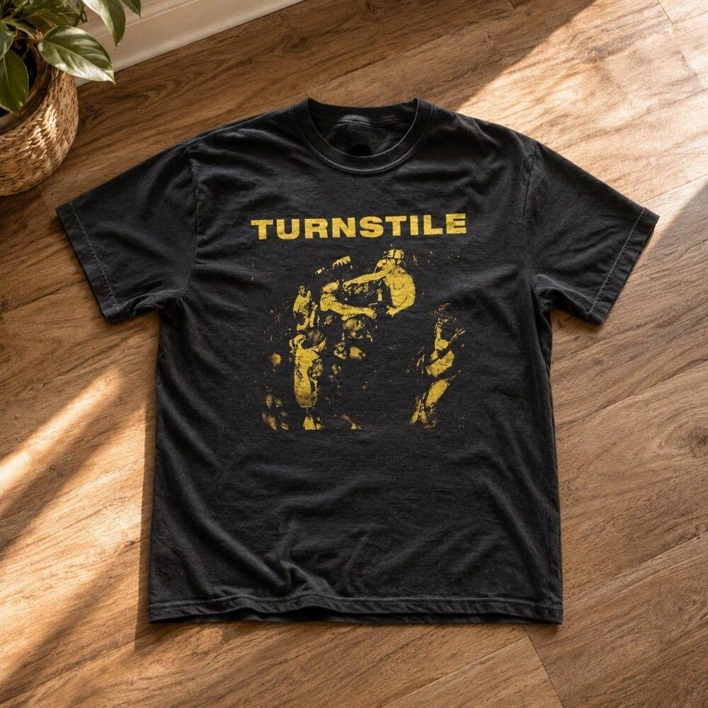 Turnstile Band Graphic Tee Black Yellow Print Unisex